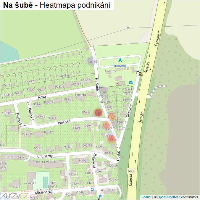 Mapa Na šubě - Firmy v ulici.