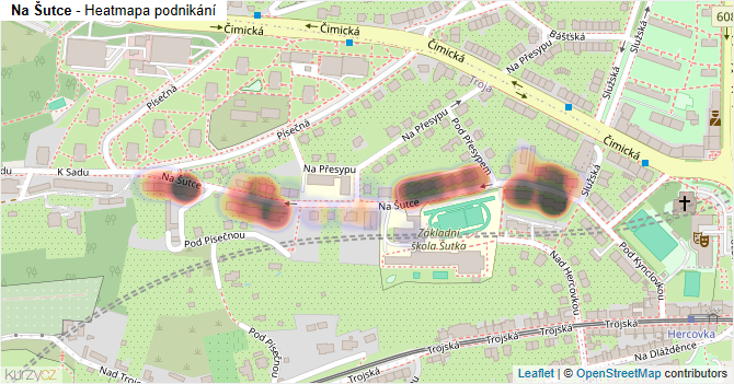 Na Šutce - mapa podnikání