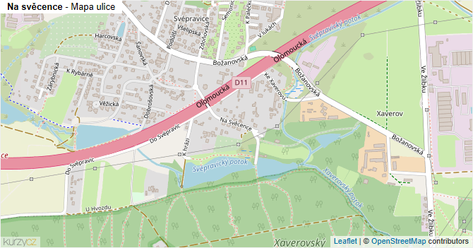 Na svěcence - mapa ulice
