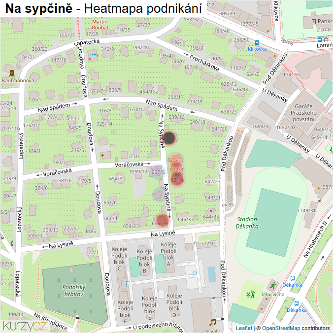 Mapa Na sypčině - Firmy v ulici.