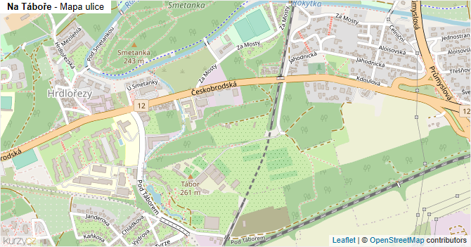 Na Táboře - mapa ulice