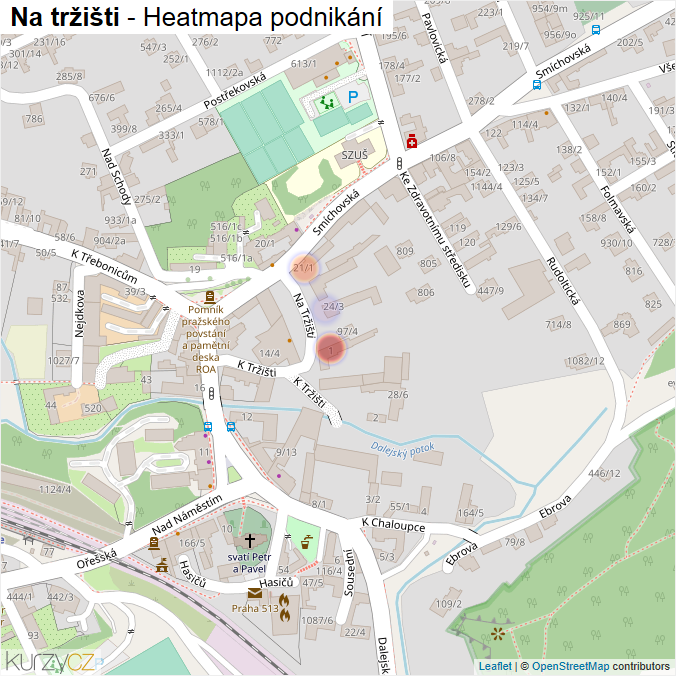 Mapa Na tržišti - Firmy v ulici.