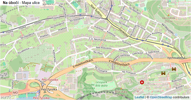 Na úbočí - mapa ulice