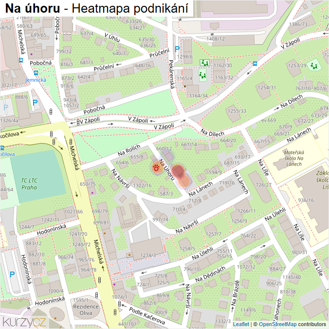 Mapa Na úhoru - Firmy v ulici.