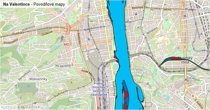 Na Valentince - záplavové mapy stoleté vody