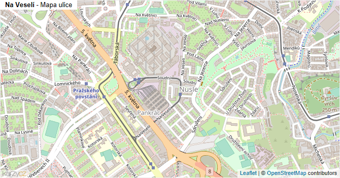 Na Veselí - mapa ulice