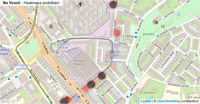 Na Veselí - mapa podnikání