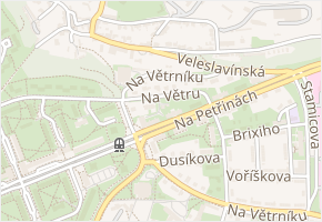 Na větru v obci Praha - mapa ulice