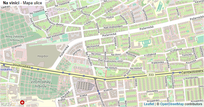 Na vinici - mapa ulice