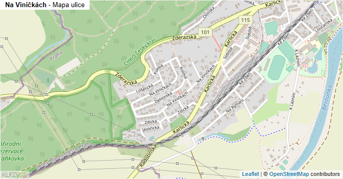 Na Viničkách - mapa ulice