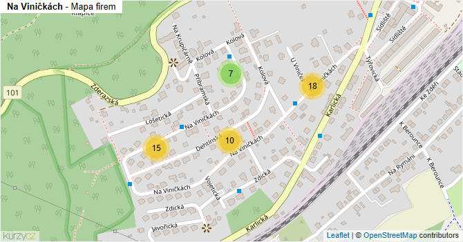 Na Viničkách - mapa firem