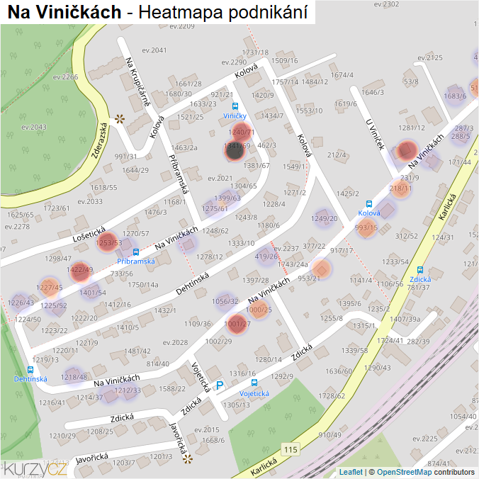 Mapa Na Viničkách - Firmy v ulici.