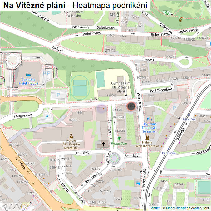 Mapa Na Vítězné pláni - Firmy v ulici.