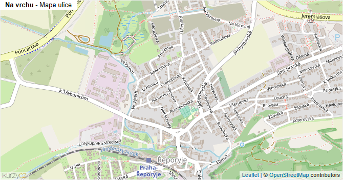 Na vrchu - mapa ulice