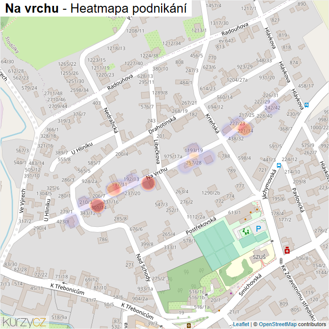 Mapa Na vrchu - Firmy v ulici.