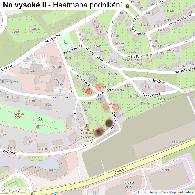 Mapa Na vysoké II - Firmy v ulici.