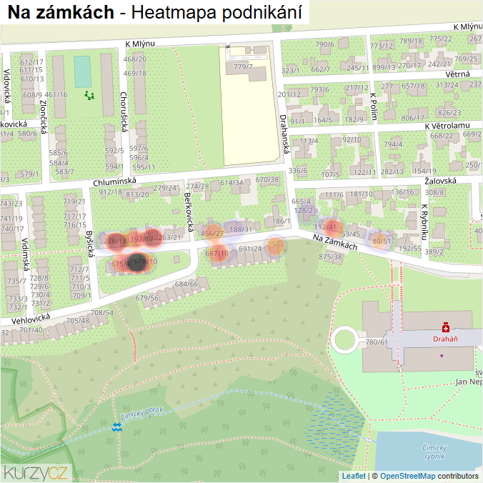 Mapa Na zámkách - Firmy v ulici.