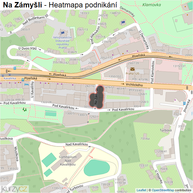 Mapa Na Zámyšli - Firmy v ulici.