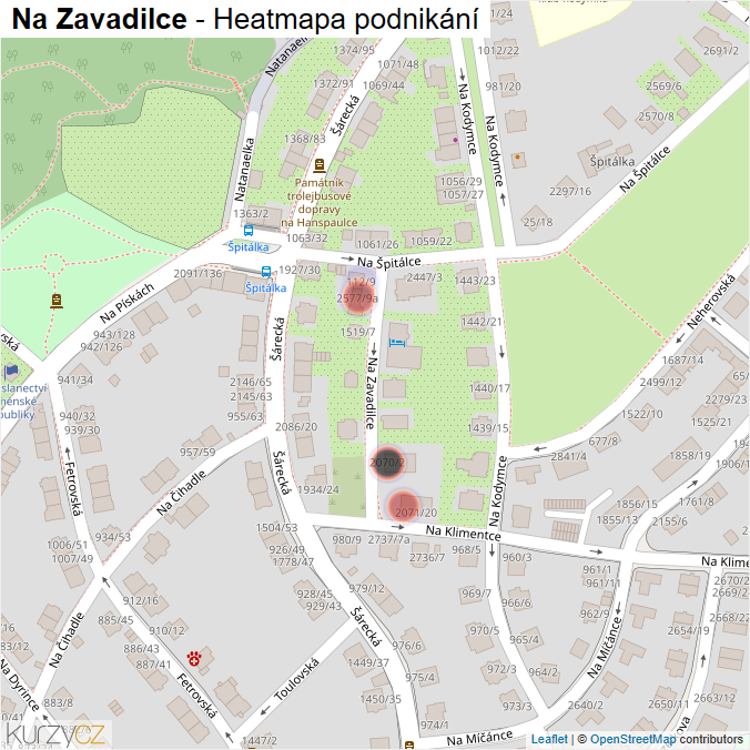 Mapa Na Zavadilce - Firmy v ulici.