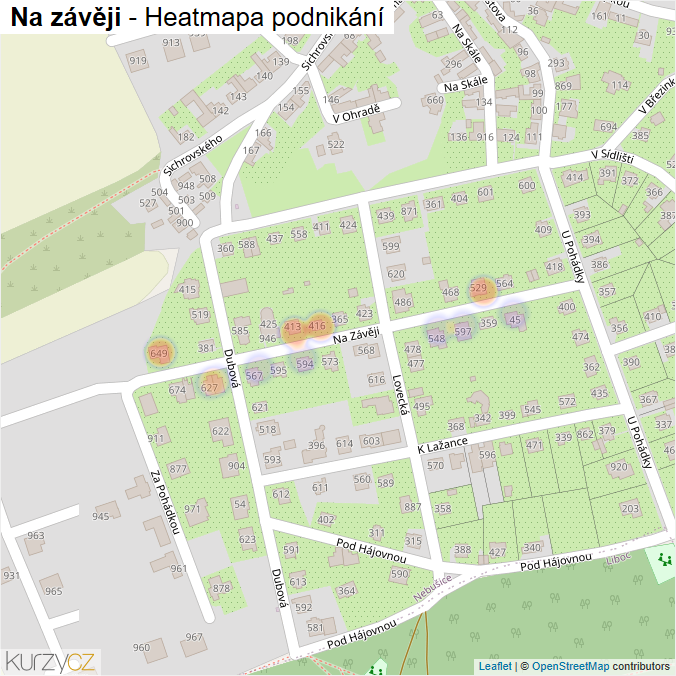 Mapa Na závěji - Firmy v ulici.