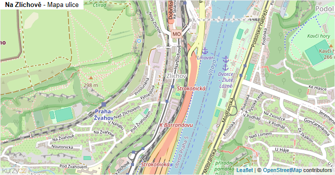 Na Zlíchově - mapa ulice