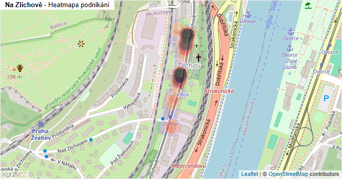 Na Zlíchově - mapa podnikání