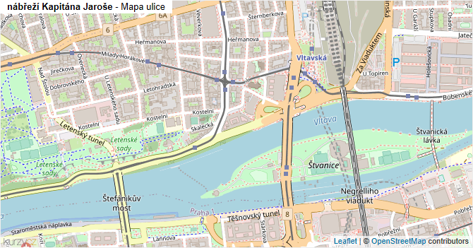 nábřeží Kapitána Jaroše - mapa ulice