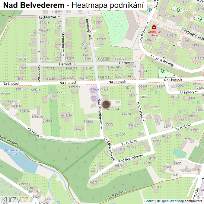 Mapa Nad Belvederem - Firmy v ulici.