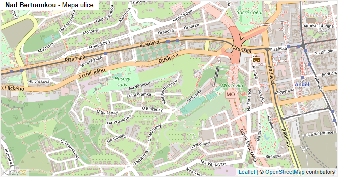 Nad Bertramkou - mapa ulice