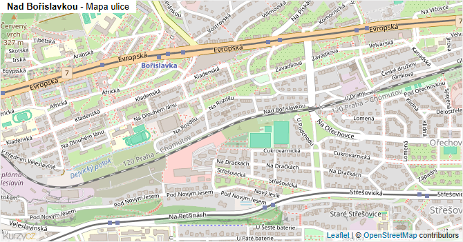 Nad Bořislavkou - mapa ulice