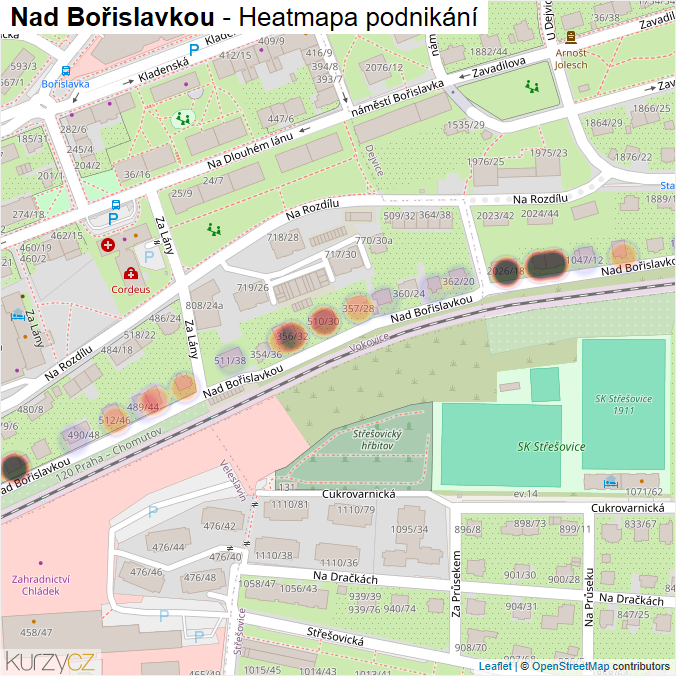 Mapa Nad Bořislavkou - Firmy v ulici.