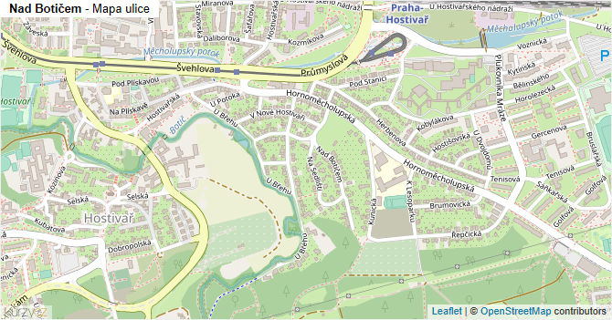 Nad Botičem - mapa ulice