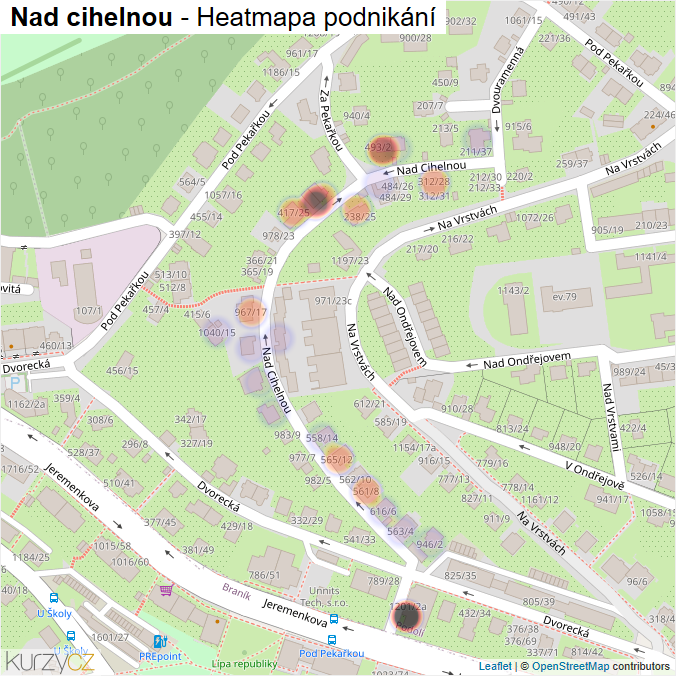 Mapa Nad cihelnou - Firmy v ulici.