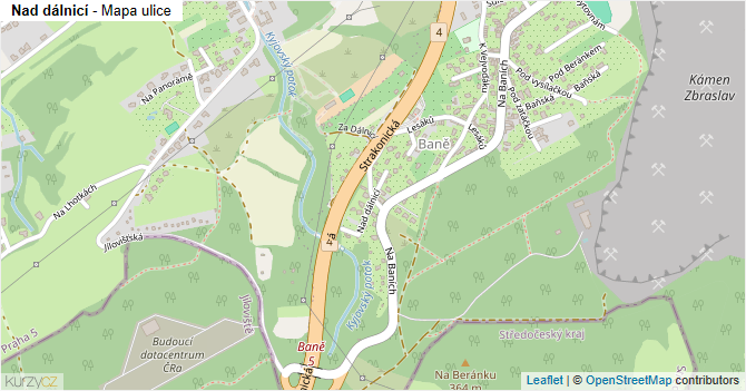Nad dálnicí - mapa ulice