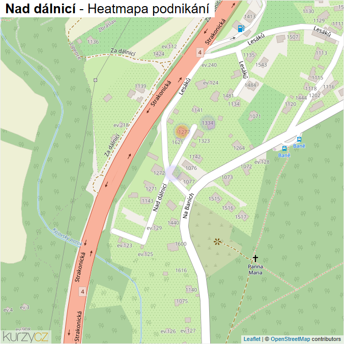 Mapa Nad dálnicí - Firmy v ulici.