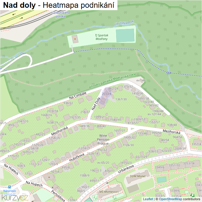 Mapa Nad doly - Firmy v ulici.