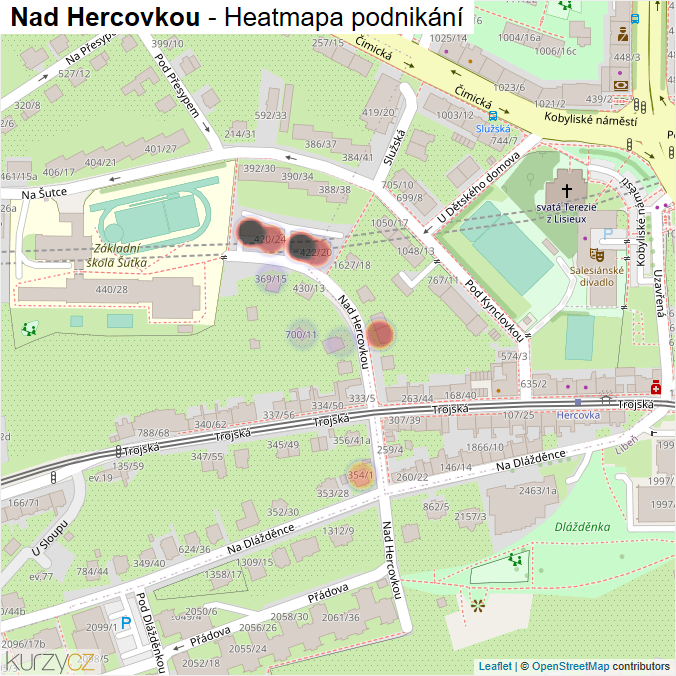 Mapa Nad Hercovkou - Firmy v ulici.