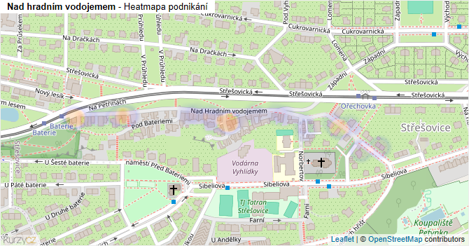 Nad hradním vodojemem - mapa podnikání