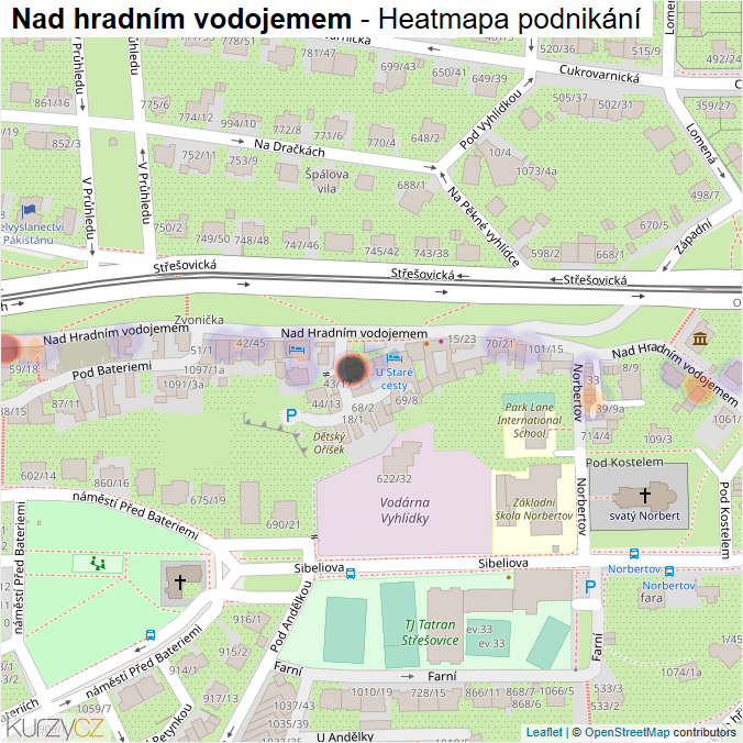 Mapa Nad hradním vodojemem - Firmy v ulici.