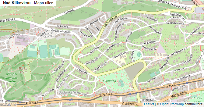 Nad Klikovkou - mapa ulice