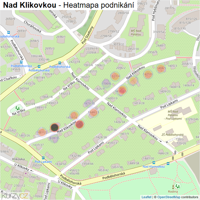 Mapa Nad Klikovkou - Firmy v ulici.