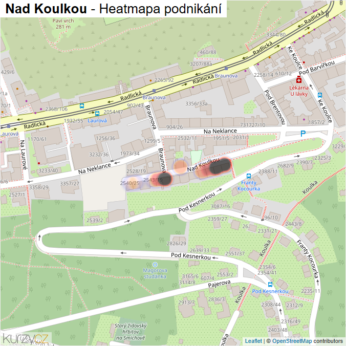 Mapa Nad Koulkou - Firmy v ulici.