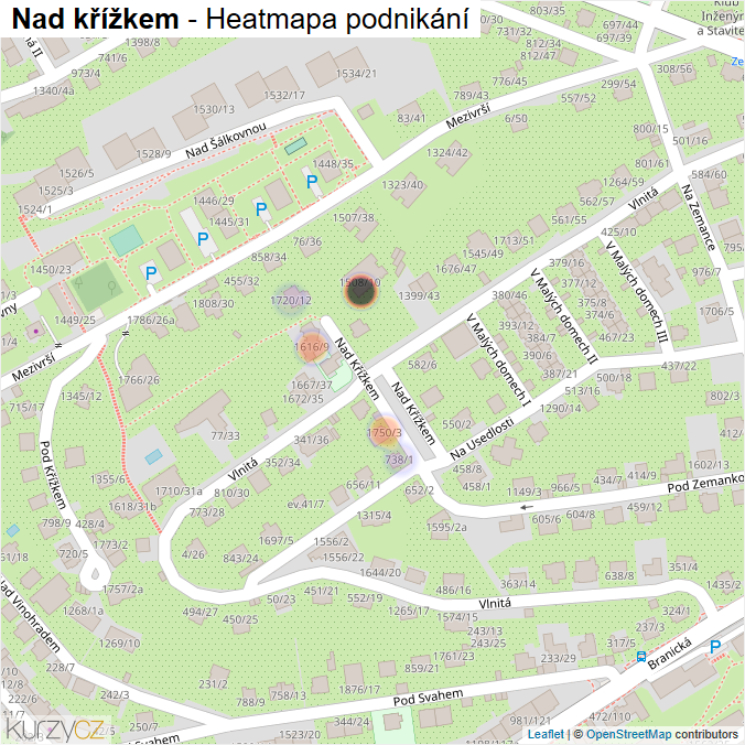 Mapa Nad křížkem - Firmy v ulici.