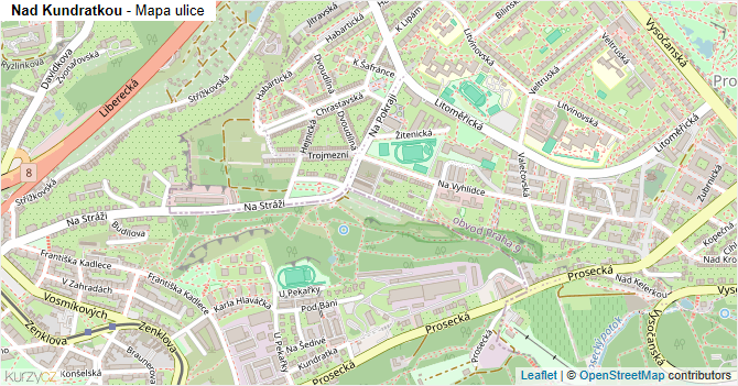 Nad Kundratkou - mapa ulice