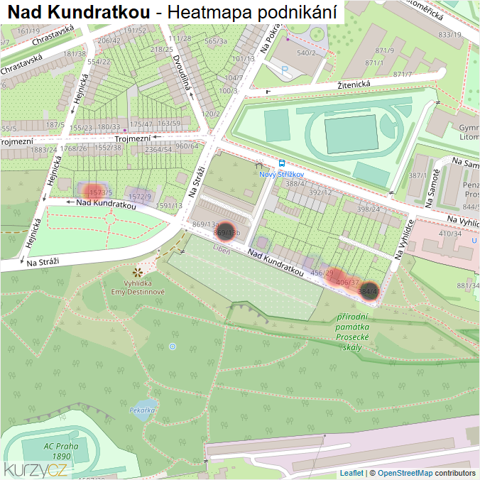 Mapa Nad Kundratkou - Firmy v ulici.
