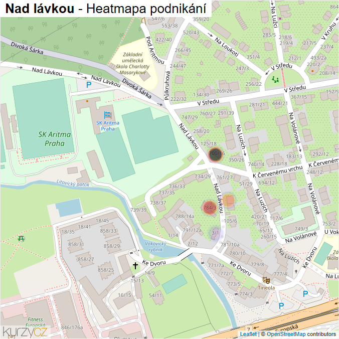 Mapa Nad lávkou - Firmy v ulici.
