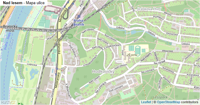 Nad lesem - mapa ulice