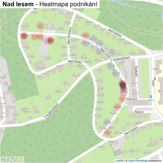 Mapa Nad lesem - Firmy v ulici.