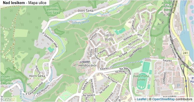Nad lesíkem - mapa ulice