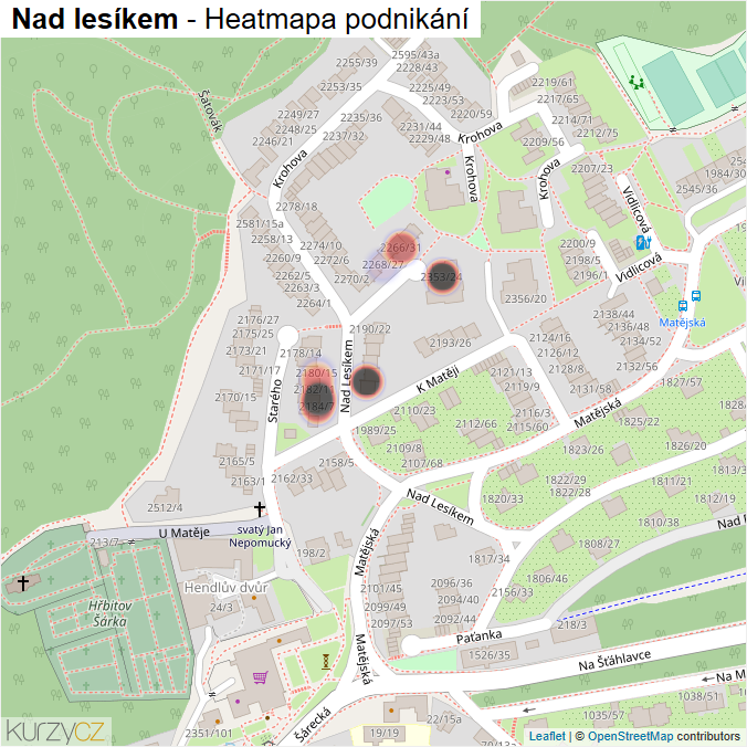 Mapa Nad lesíkem - Firmy v ulici.